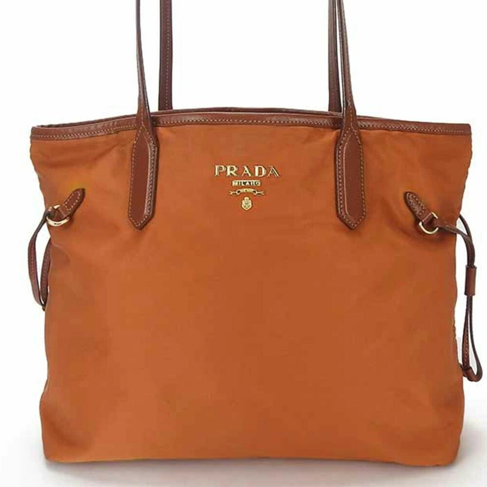 PRADA Prada BR3925 tote bag RAME orange khaki nylon leather ladies gold